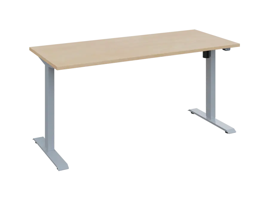 Flexi 27-16 výškově nastavitelný stůl, kovová podnož stříbrná, deska 25 mm, široký 1600 mm, bříza irská